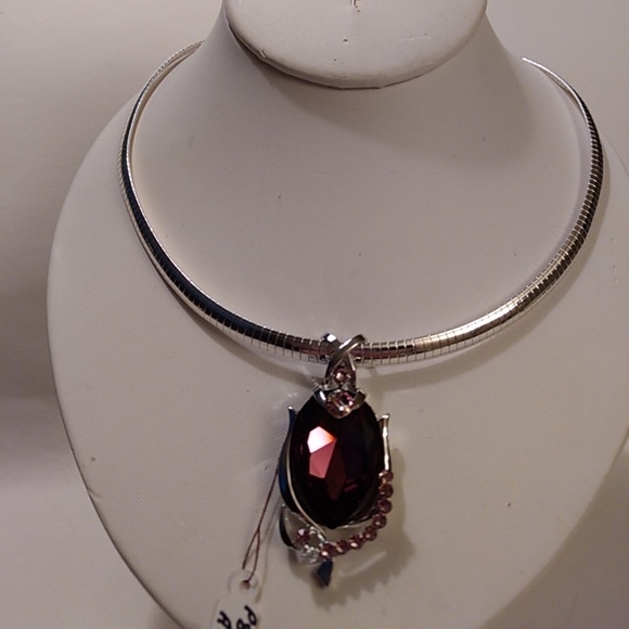 Amethyst Swarovski Crystal with Omega Choker - Picture 2 of 3